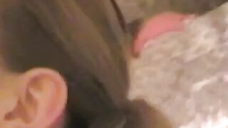 Slender slut sucks big dick