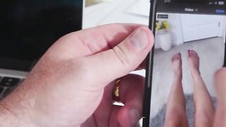 My stepdaughter gives me a foot job and fucks her