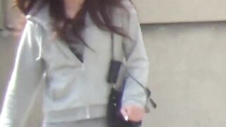 Secret cam films of cute girls urinating in public restroom