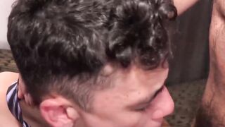 Hairy Latino daddy Daniel savors twink Ricks hard cock and ass