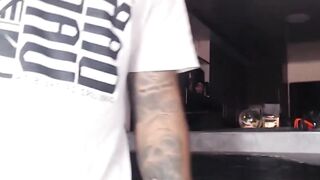 Curvy trans girl receives blowjob and strokes