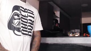 Curvy trans girl receives blowjob and strokes