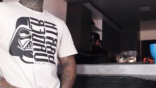 Curvy trans girl receives blowjob and strokes