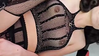 Hot white doll in black lingerie bangs her stepbrother - XXX!