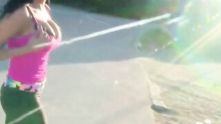 Delightful outdoor pounding