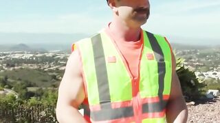 Construction worker drills the ass of two horny TS
