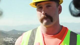 Construction worker drills the ass of two horny TS