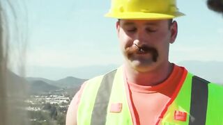 Construction worker drills the ass of two horny TS