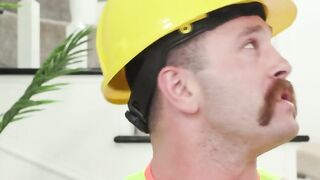 Construction worker drills the ass of two horny TS