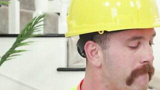 Construction worker drills the ass of two horny TS