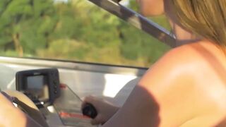 Super sexy all natural naked Ukrainian Lilii taking sunbath on her boat
