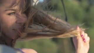 Super sexy all natural naked Ukrainian Lilii taking sunbath on her boat
