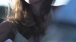 Super sexy all natural naked Ukrainian Lilii taking sunbath on her boat