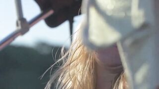 Super sexy all natural naked Ukrainian Lilii taking sunbath on her boat
