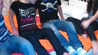 Two dudes nail two sexy sluts