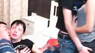 Two dudes nail two sexy sluts