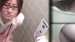 Japanese employees pee and relieve their bladders in urinal