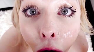 Petite blonde Haley Spades gets face fucked in multiple positions