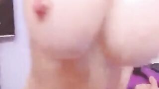 Big-Titted Amateur Babe Toys Her Shaved Pussy on Webcam