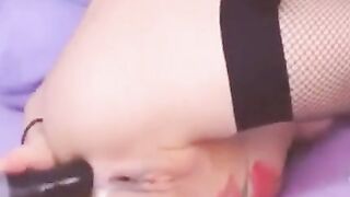 Big-Titted Amateur Babe Toys Her Shaved Pussy on Webcam
