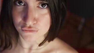 Busty teen get facial after footjob titjob and hard pounding