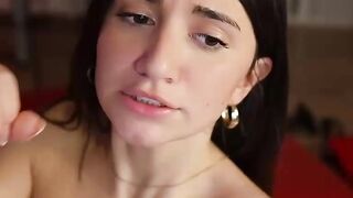 Busty teen get facial after footjob titjob and hard pounding