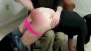 Stepdaughter over stepdad's Knee (spanking)