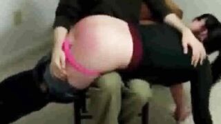 Stepdaughter over stepdad's Knee (spanking)