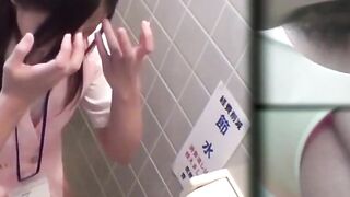 Filming gorgeous Japanese workers peeing in a shared toilet