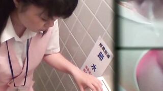Filming gorgeous Japanese workers peeing in a shared toilet