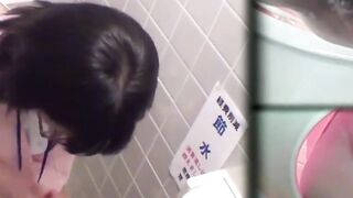 Filming gorgeous Japanese workers peeing in a shared toilet