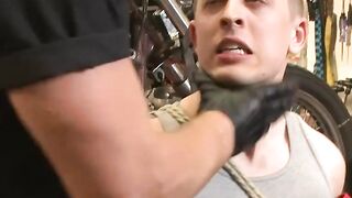 Tyler Rush restrained and made to swallow whole officer Connor Maguires cock