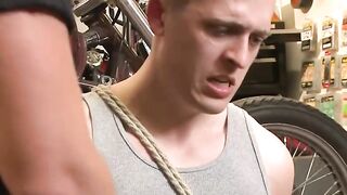 Tyler Rush restrained and made to swallow whole officer Connor Maguires cock