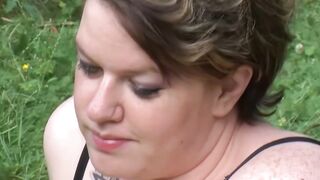 Chubby German MILF gets banged inside the meadow by passerby