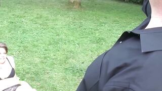 Chubby German MILF gets banged inside the meadow by passerby