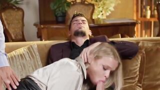 Sexy blonde secretary ditching paper work for big dicks