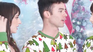 Teen stepdaughter and big tits MILF stepmom gets horny for the Christmas