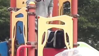 Naughty schoolgirls collect golden showers with an umbrella