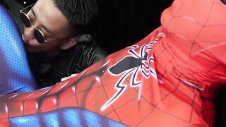 Leatherman Hiroya rips your horny spider hero in this BDSM action
