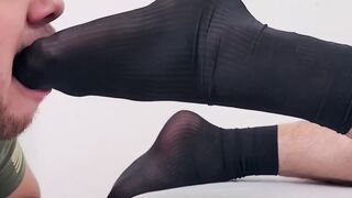 Dan Edwards foot worships Bradley King and massages his sweaty feet