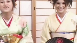 Geishas Sakura and Sayuri share two dicks in a nasty group