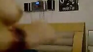 Shaved pussy is caressed