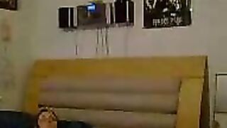 Shaved pussy is caressed