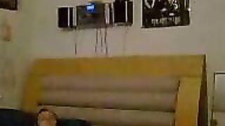 Shaved pussy is caressed
