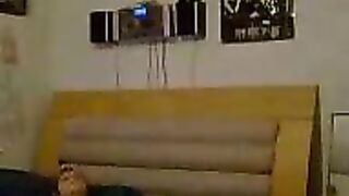 Shaved pussy is caressed