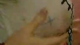 Shaved pussy is caressed