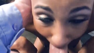 Hammering fit ebony thief masseuse after strip search