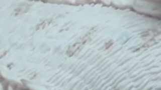 Origami girl fingers her hairy cunt then switches to vibrator