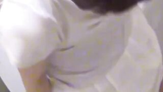 Hidden cam films two Japanese honeys masturbating in public