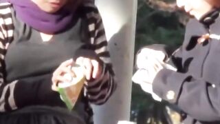 Japanese babe cant hold and pisses through her panties